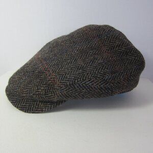 NEW Wigens 7 5/8" NWT Harris Tweed Newsboy Brown Herringbone Size 61 Insulated